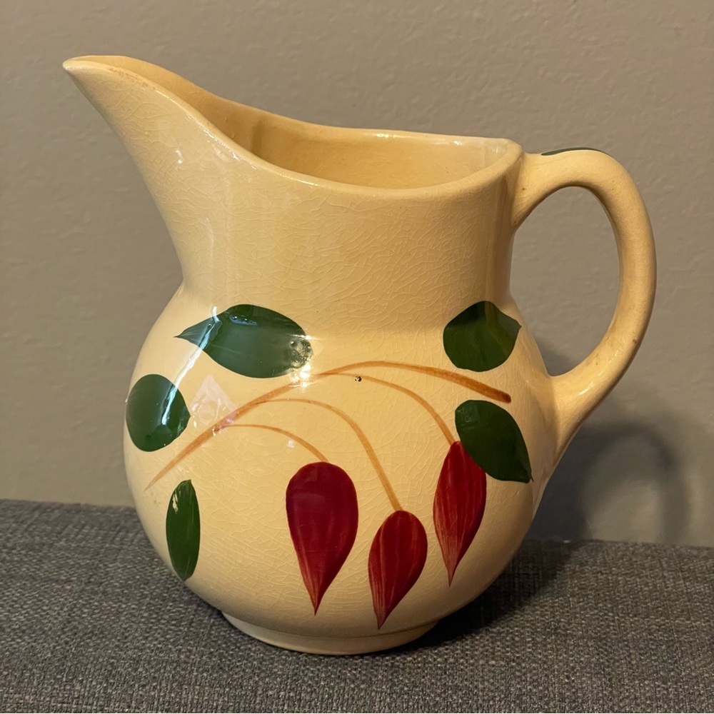 Watt Pottery Tear Drop Milk Pitcher  #15 American Red Bud Bleeding Heart USA